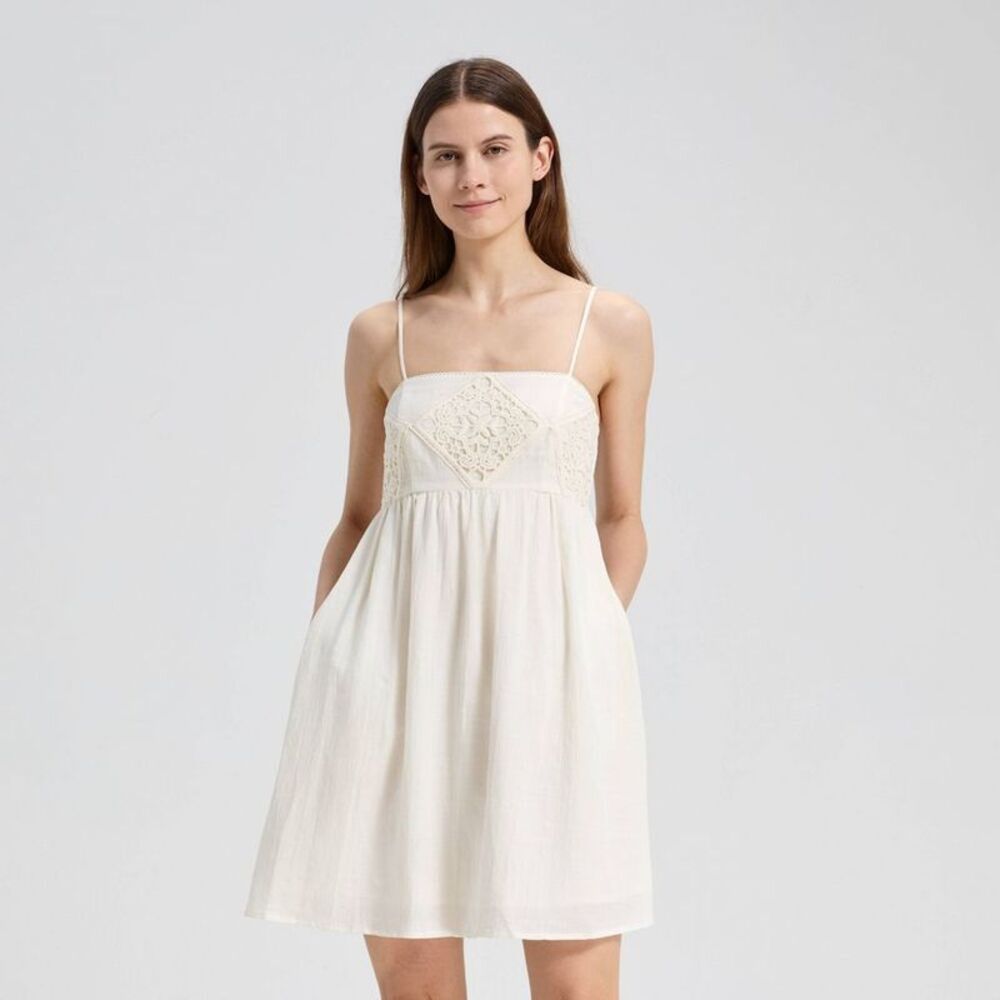 Women's Geometric Lace Mini Babydoll Dress - Universal Thread Ivory S